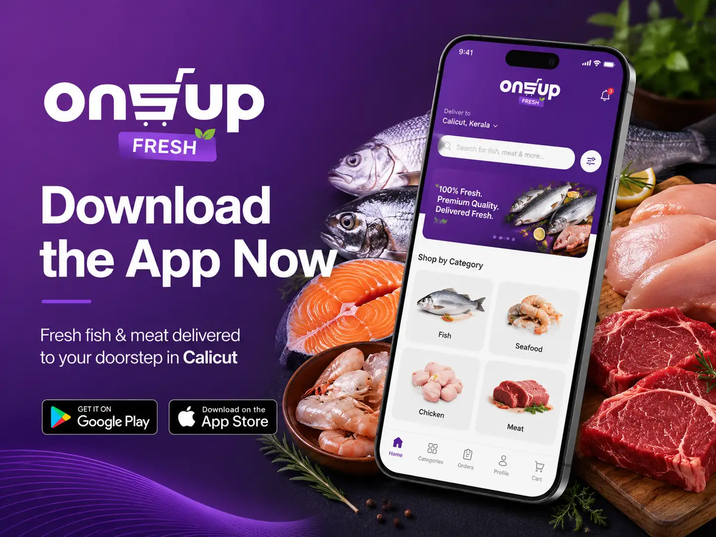 Download Onsup Fresh App - Order fish and meat delivery to Calicut